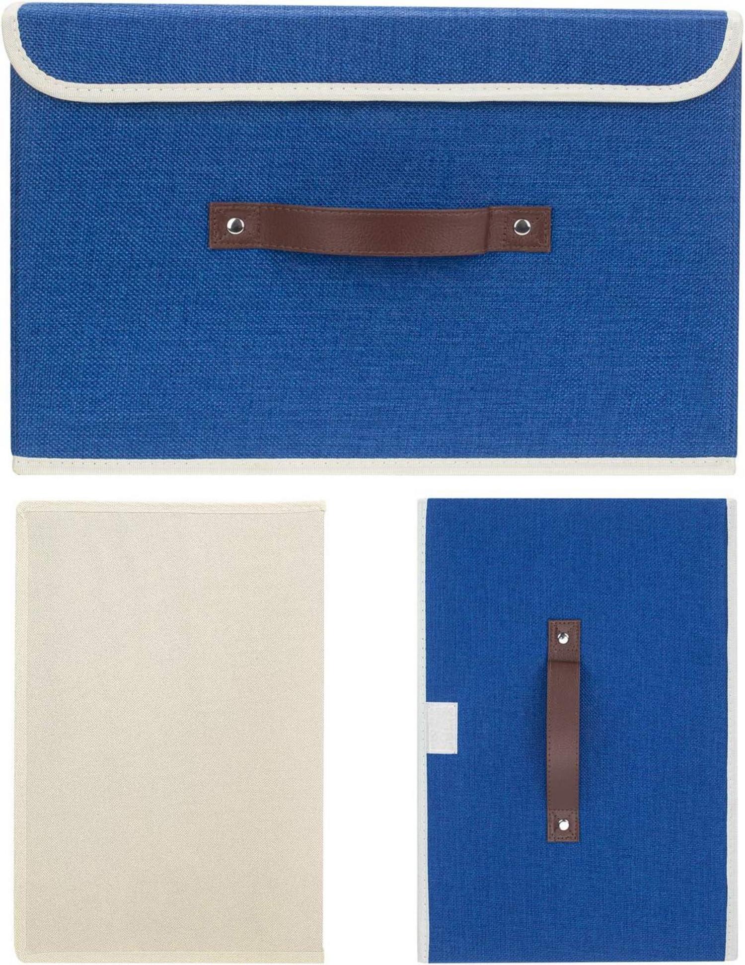 TYEERS Faltbare Aufbewahrungsbox Stoff Waschbar Kisten 38x25x25 2er Set Blau