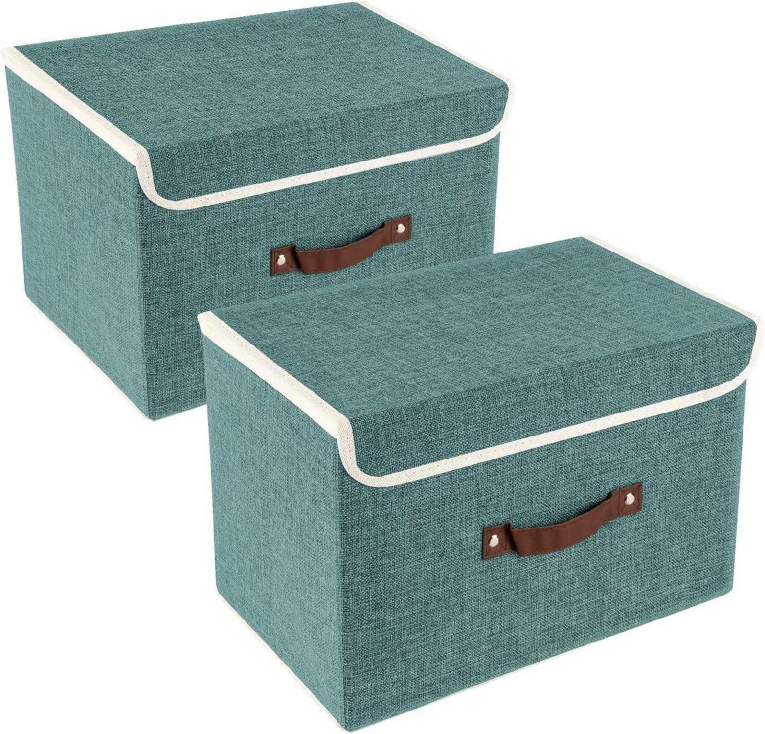 Faltbare Aufbewahrungsbox mit Deckel Stoff 38x25x25 cm 2-Stück Aqua