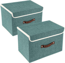 Faltbare Aufbewahrungsbox mit Deckel Stoff 38x25x25 cm 2-Stück Aqua