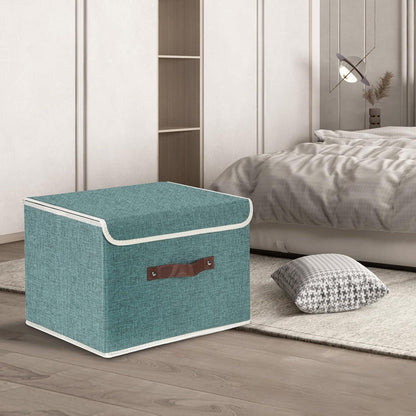 Faltbare Aufbewahrungsbox Stoff Deckel 38x25x25 cm 2er Set Aqua Deep