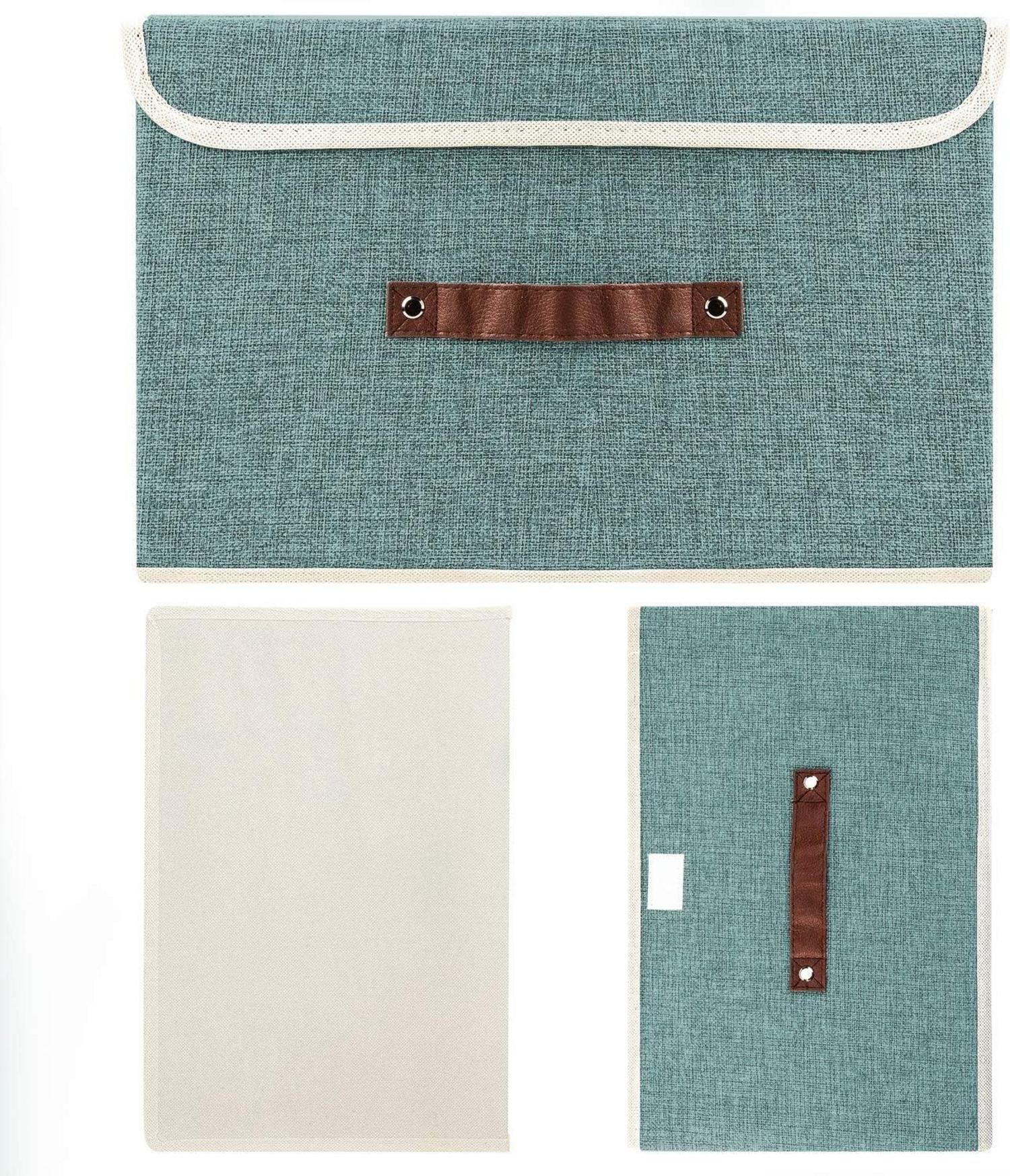 Faltbare Aufbewahrungsbox Stoff Deckel 38x25x25 cm 2er Set Aqua Deep