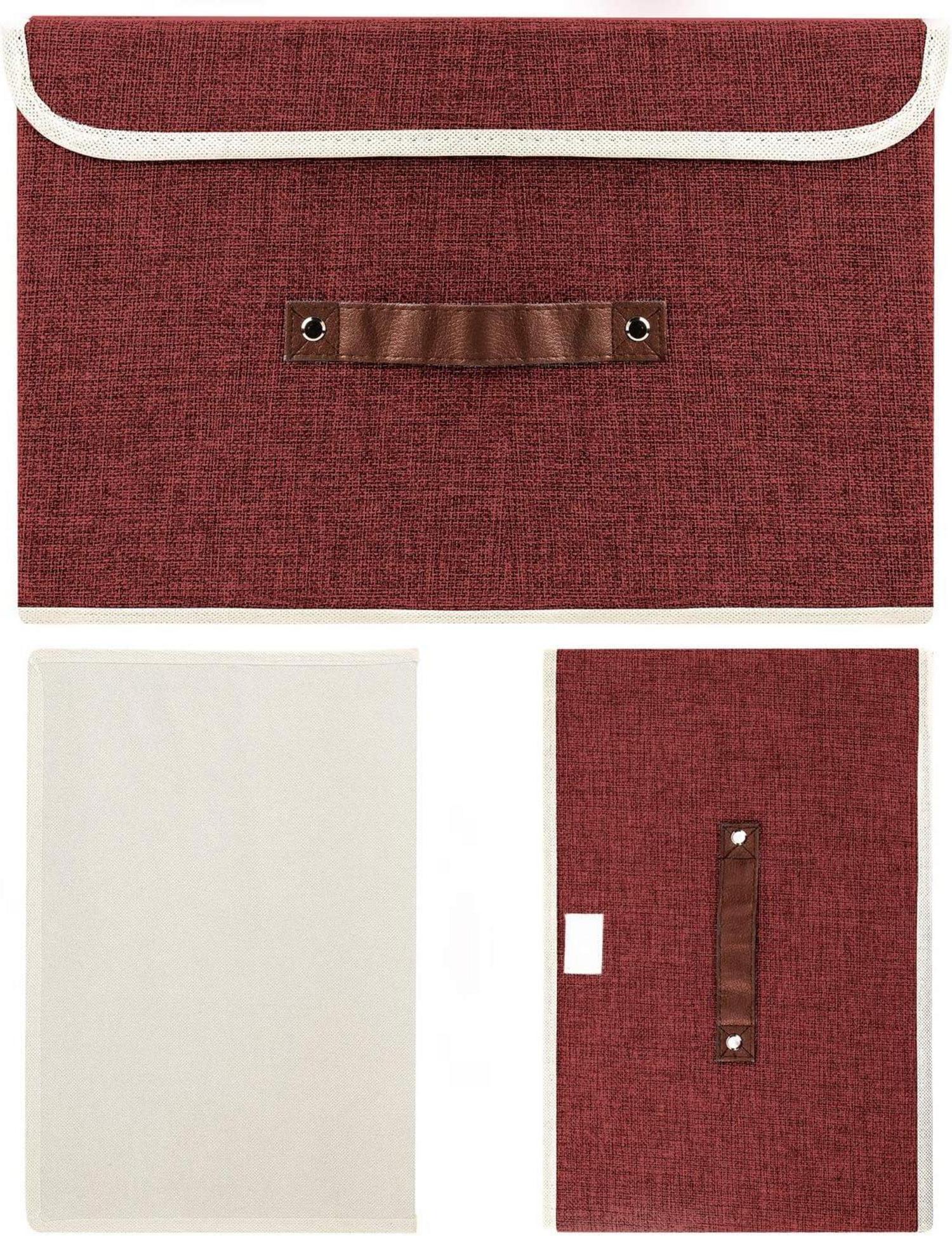 Faltbare Aufbewahrungsbox mit Deckel Stoff 38x25x25 cm 2er-Set Rotwein