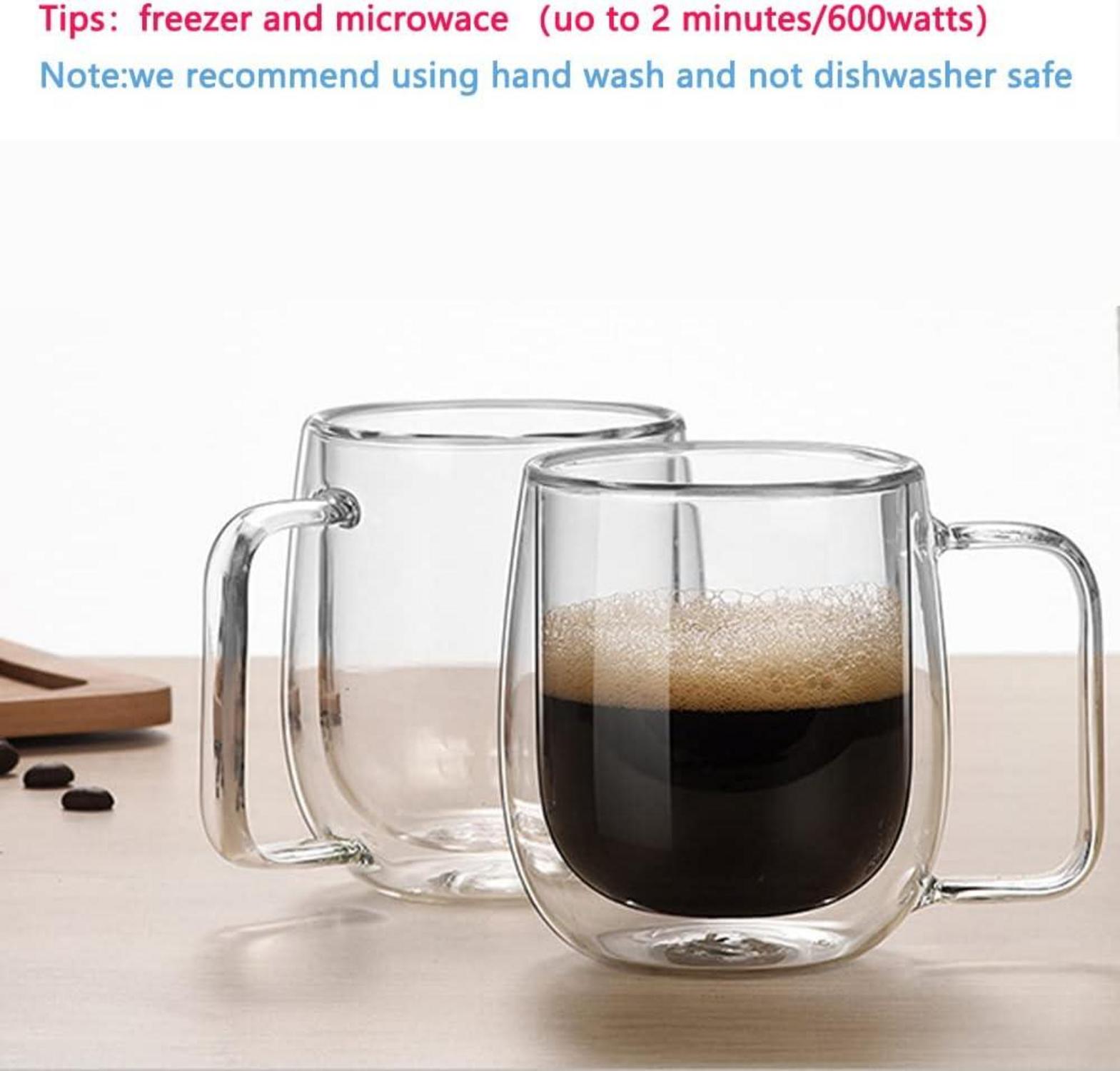 Doppelwandige Gläser Kaffeetasse Teetasse 350ml Isolierbecher Henkel Cappuccino-Tasse