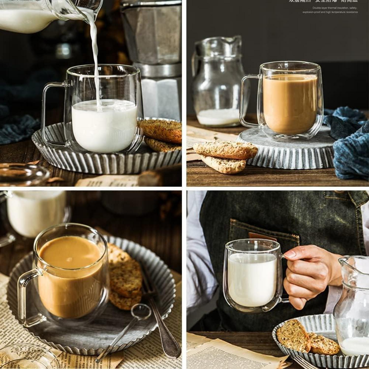 Doppelwandige Gläser Kaffeetasse Teetasse Isolierbecher Henkeltasse