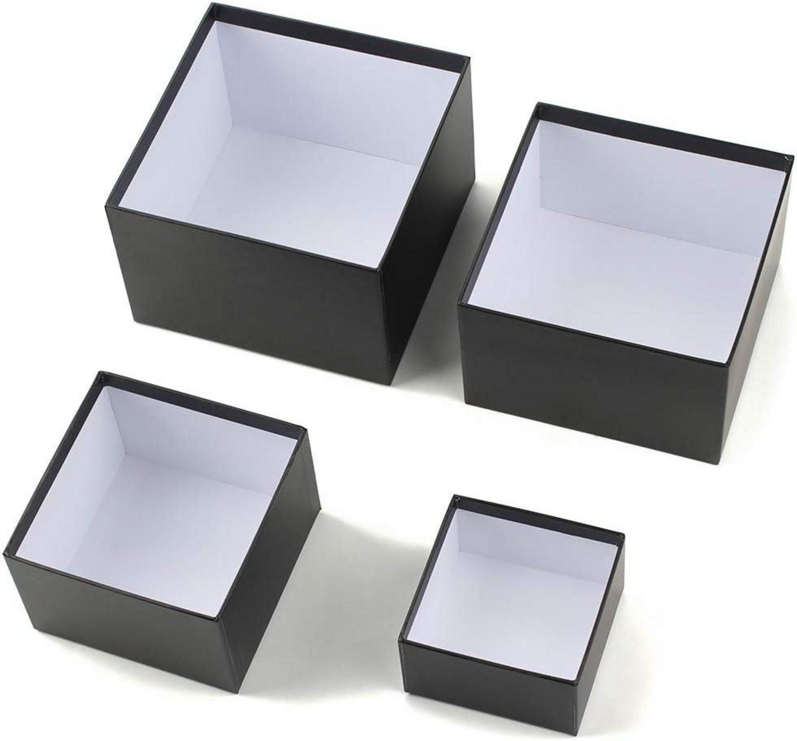 4er Set Rechteckige Geschenkboxen Schwarz aus recycelter Pappe