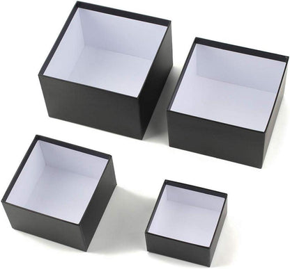 4er Set Rechteckige Geschenkboxen Schwarz aus recycelter Pappe