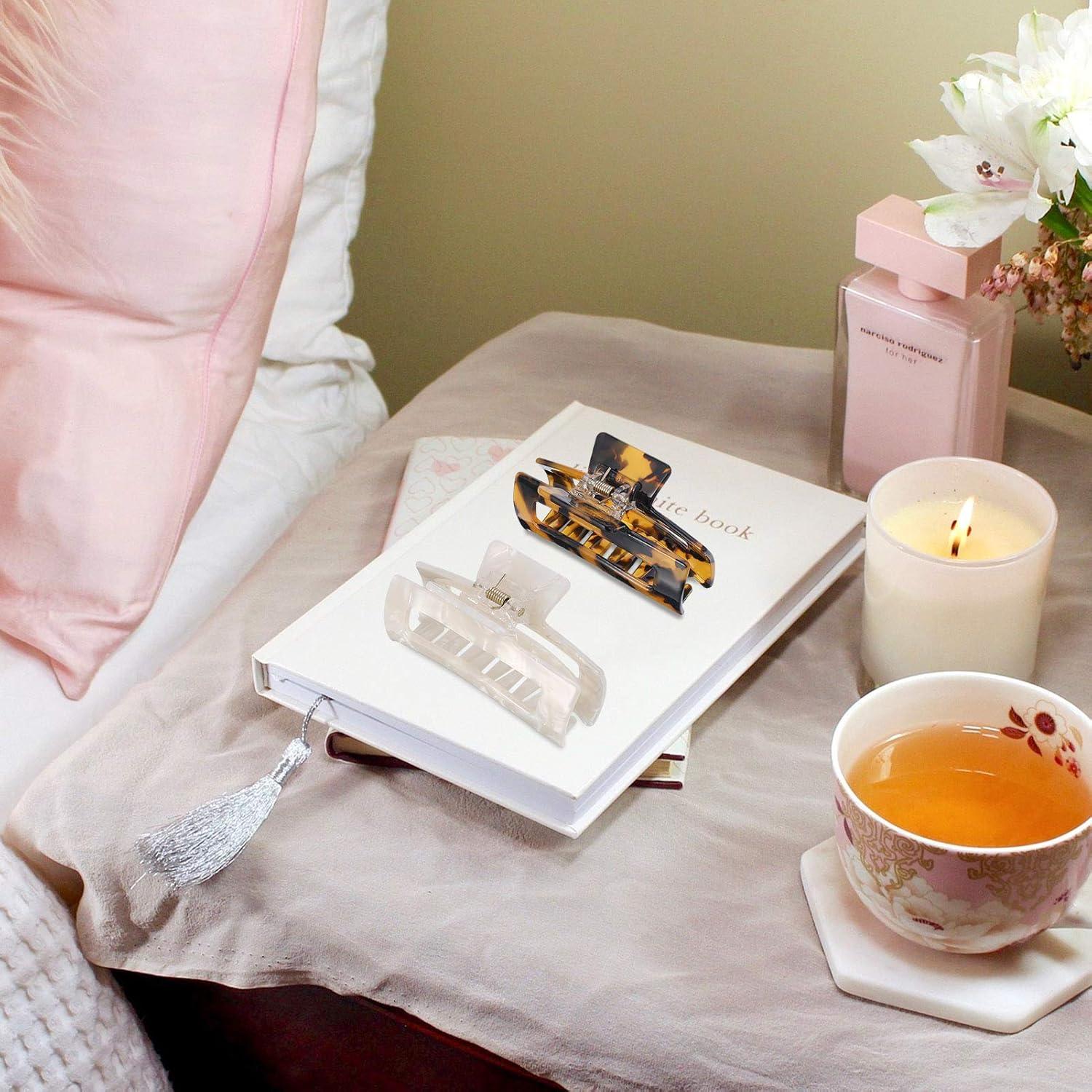 2er Set Große Acetat Haarklammer Muschel Muster Damen Haarklauenclips