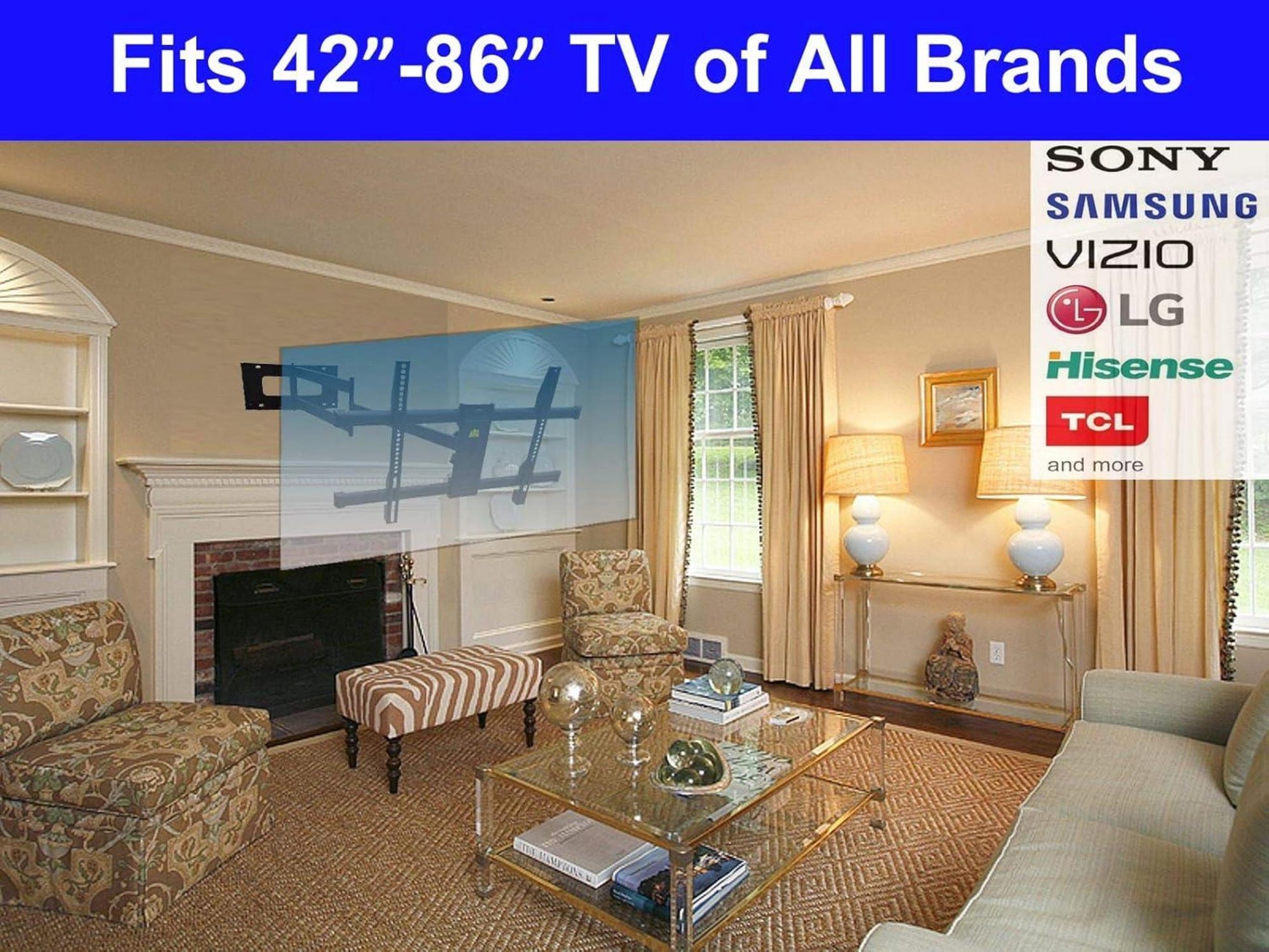 FORGING TV Wandhalterung Schwenkbar Neigbar Nivellierbar Gelenkarm 109cm 42-86 Zoll TVs bis 55 kg VESA 800x400 mm