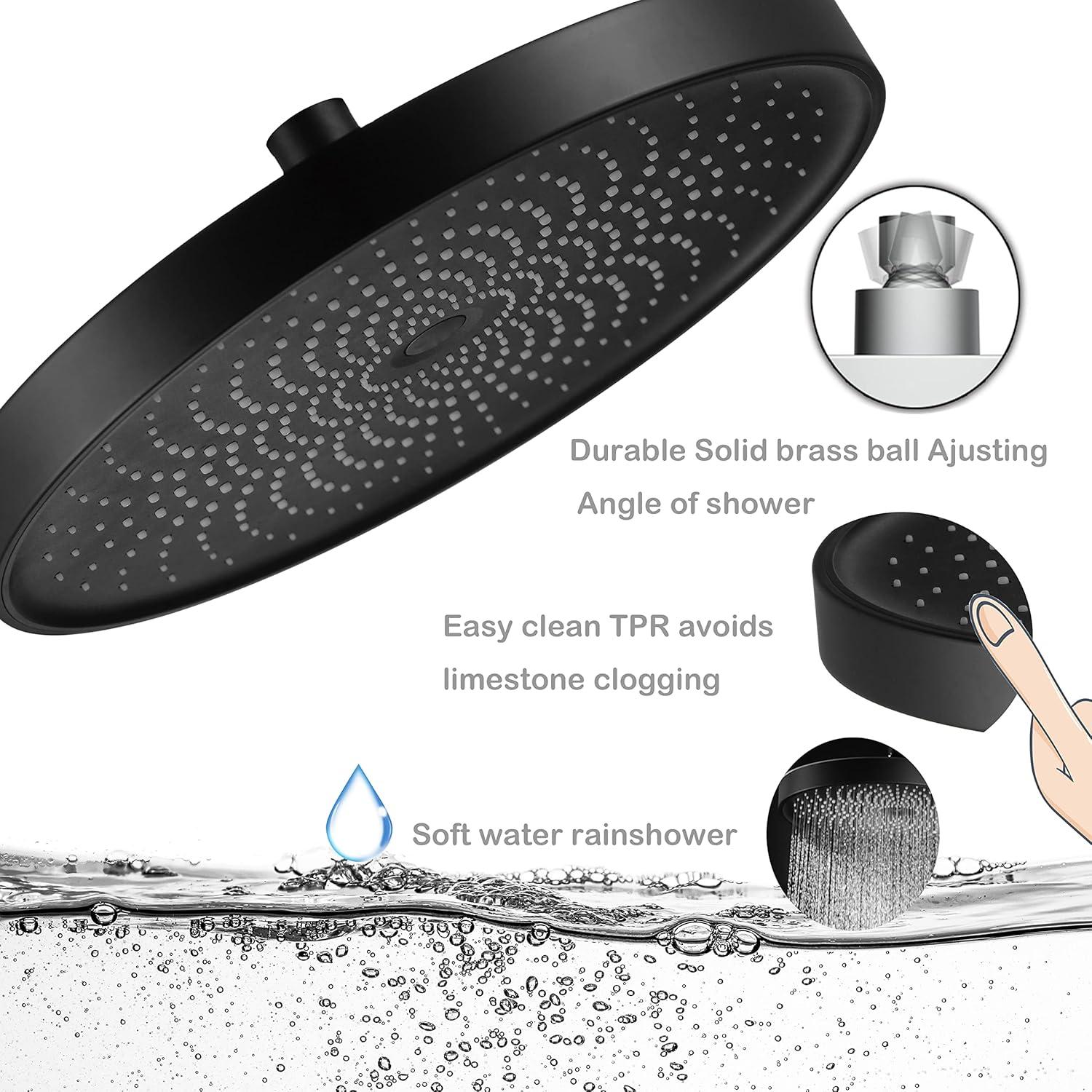 Moderne Schwarze Regendusche 260mm Durchmesser, Selbstreinigend und Wassersparend