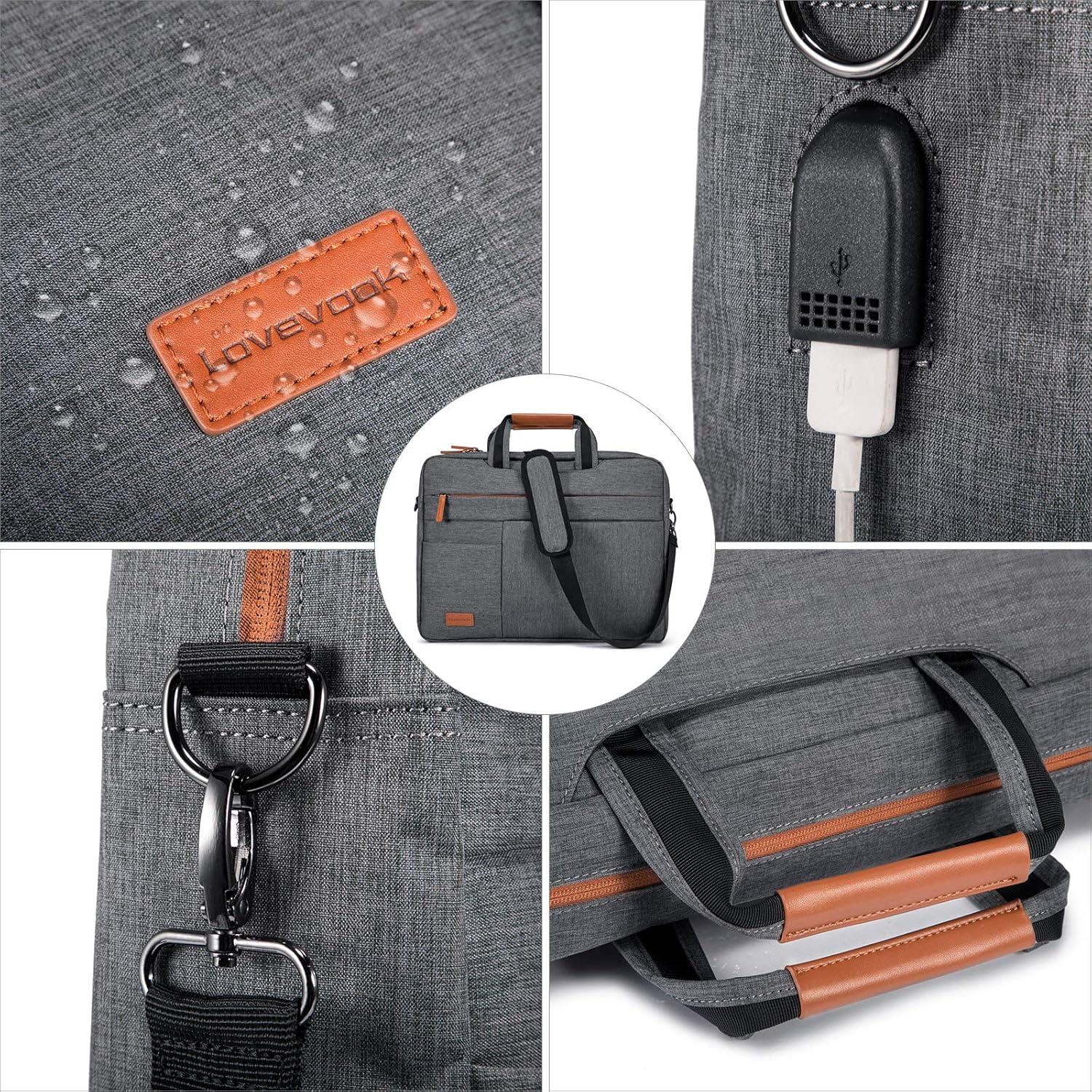 Laptop Aktentasche 17-17.3 Zoll Wasserdicht Schultertasche Herren Grau