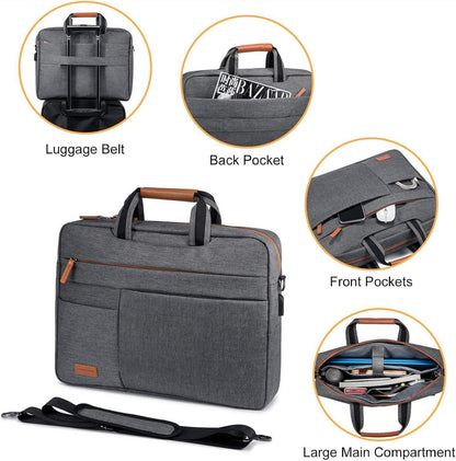15.6 Zoll Wasserdichte Laptop Tasche Herren Grau Business Aktentasche
