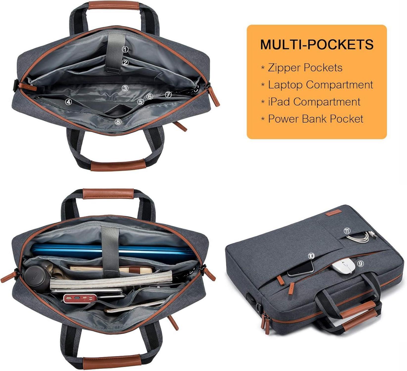 15.6 Zoll Laptop Tasche Wasserdicht Dunkelgrau Herren
