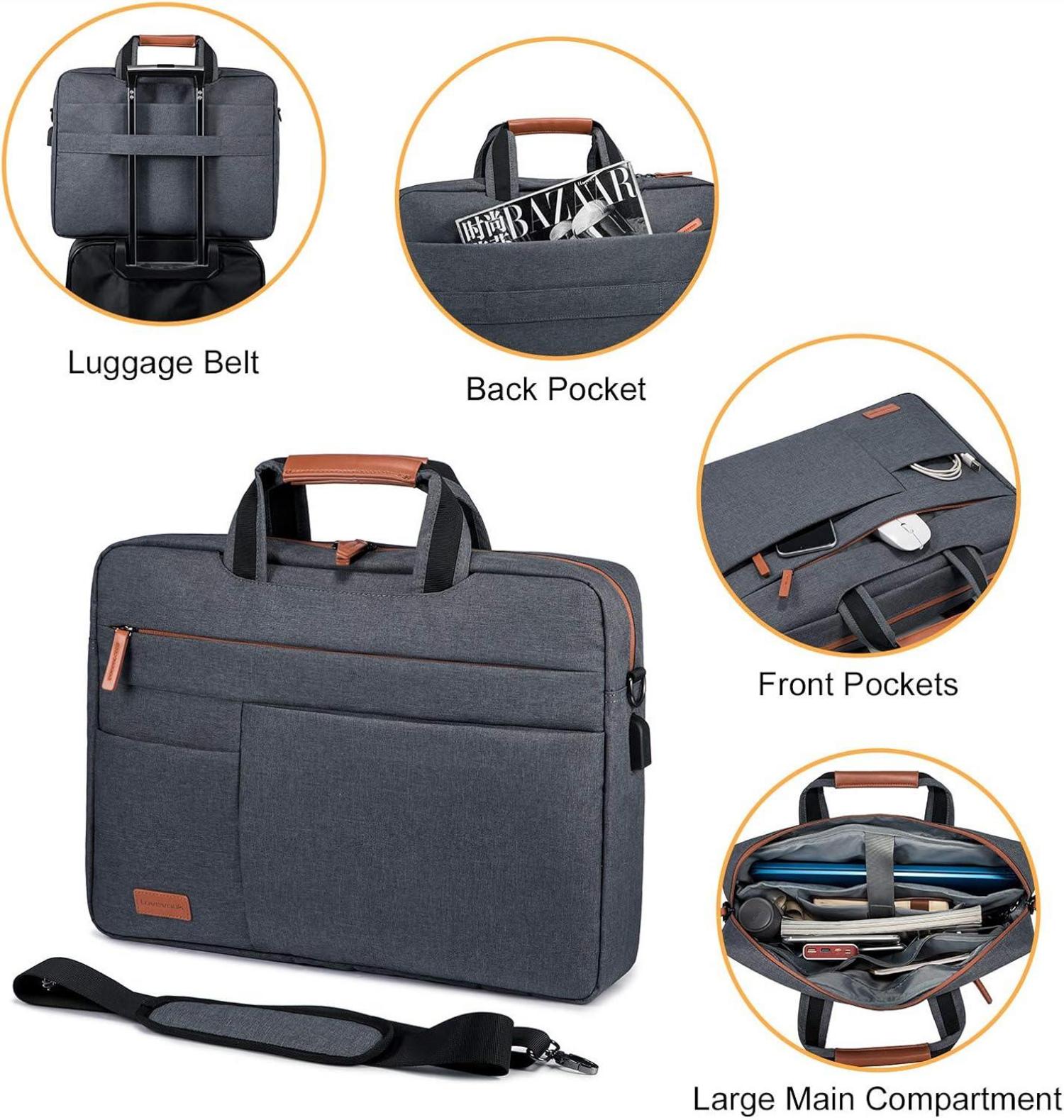 LOVEVOOK 15.6 Zoll Laptop Tasche Wasserdicht Herren Dunkelgrau