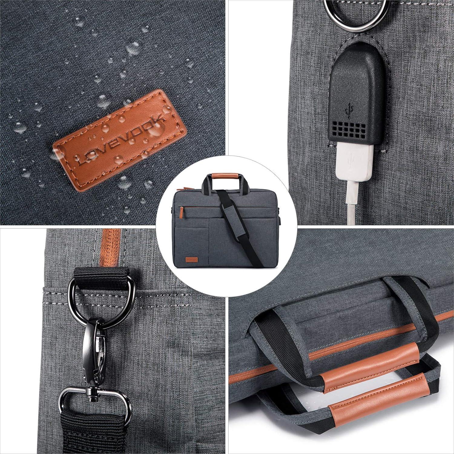 Laptop Tasche 15.6 Zoll Herren Aktentasche Wasserdicht Dunkelgrau