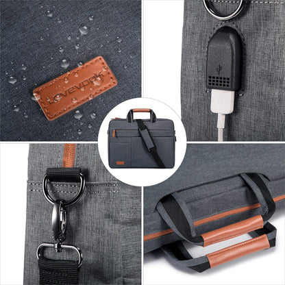 Laptop Tasche 15.6 Zoll Herren Aktentasche Wasserdicht Dunkelgrau
