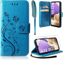 Lederhülle Samsung Galaxy A32 5G Flip Wallet Schutzhülle Blau