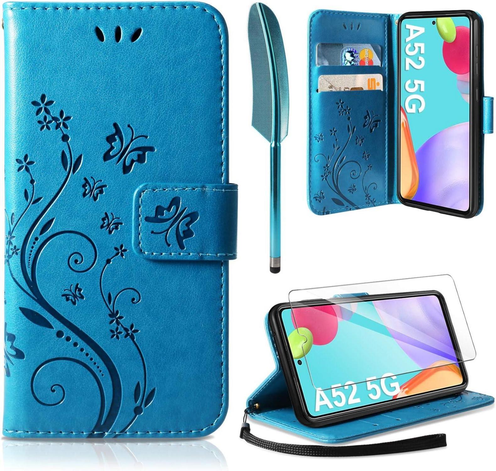 Lederhülle mit Schutzfolie für Samsung Galaxy A52 5G 4G A52S 5G