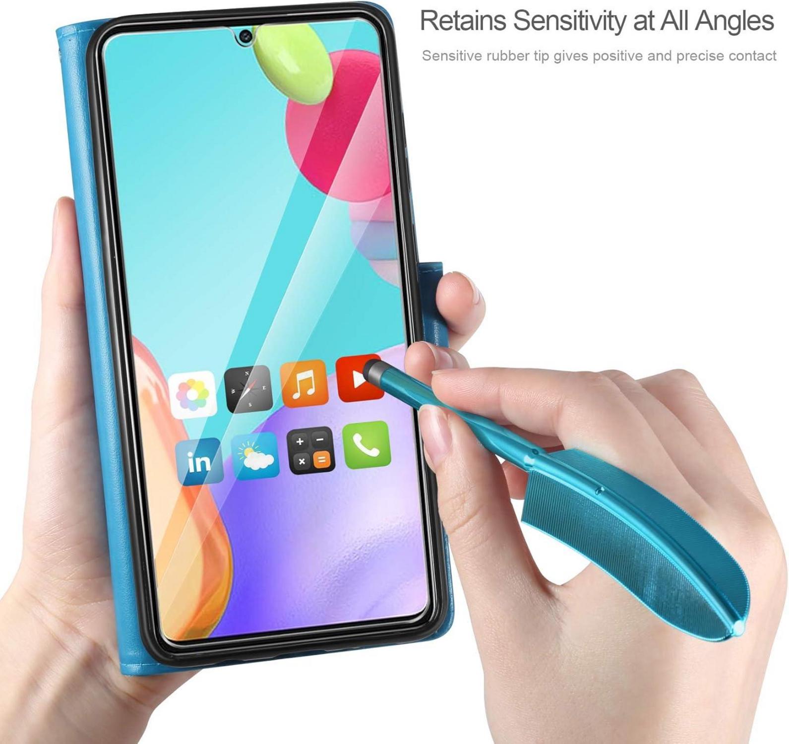 AROYI Samsung Galaxy A52 Leder Wallet Hülle + Schutzfolie Blau