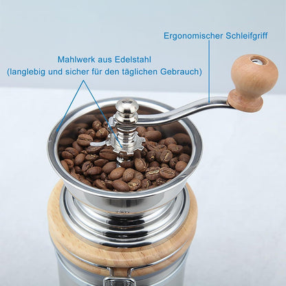 Manuelle Kaffeemühle mit einstellbarer Feinheitseinstellung
