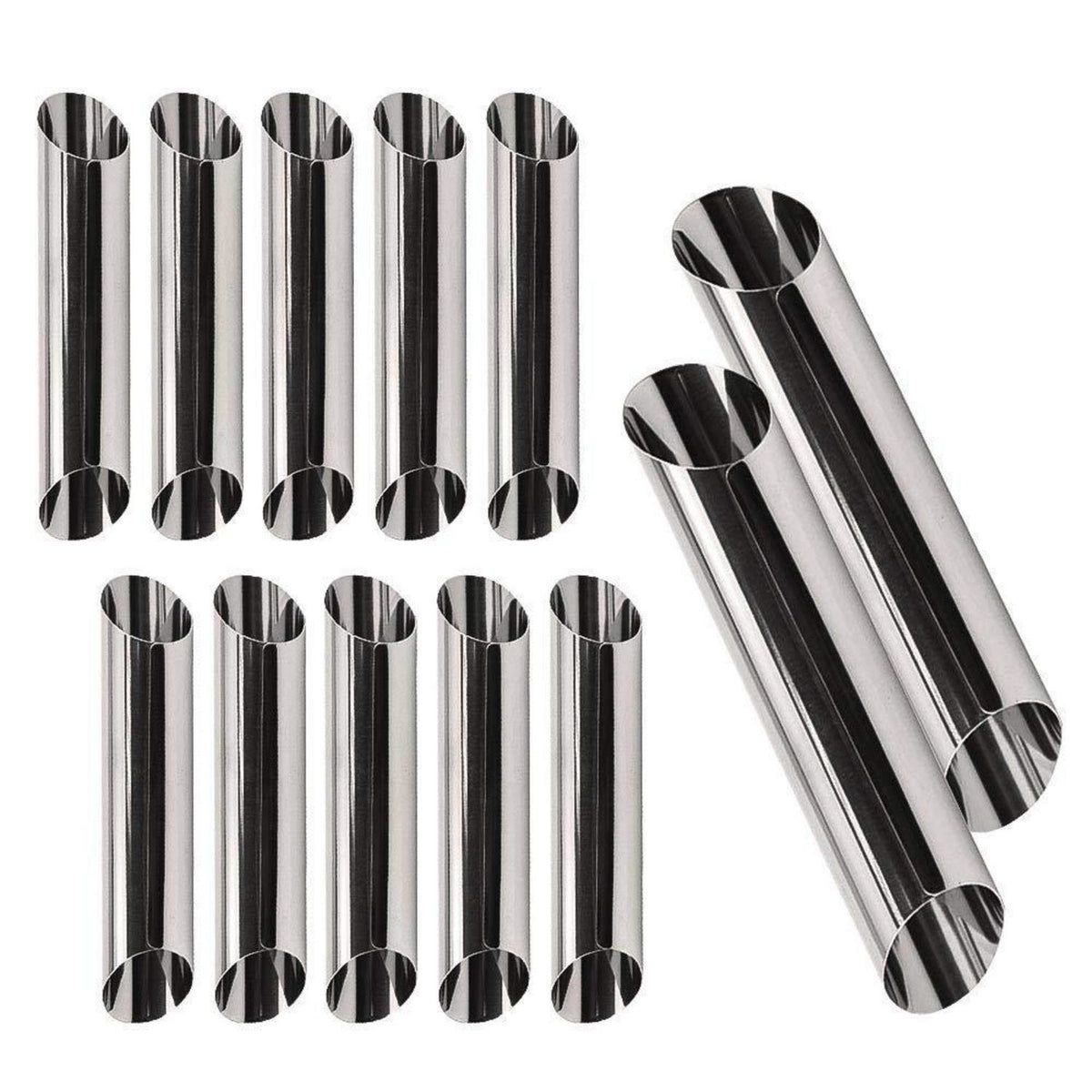 Cannoli-Backform 12er Set aus Edelstahl – Für perfekte sizilianische Röhren