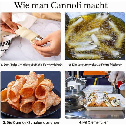 Cannoli-Backform 12er Set aus Edelstahl – Für perfekte sizilianische Röhren