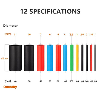 1120pcs Schrumpfschlauch Set 2:1 Schrumpfverhältnis