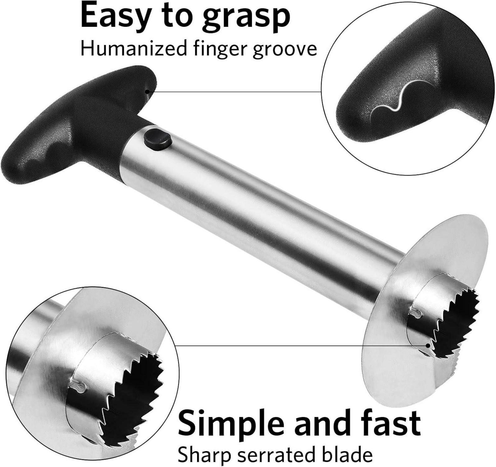Ananasschäler Edelstahlklinge ABS-Griff Ananasschneider 24cm schwarz