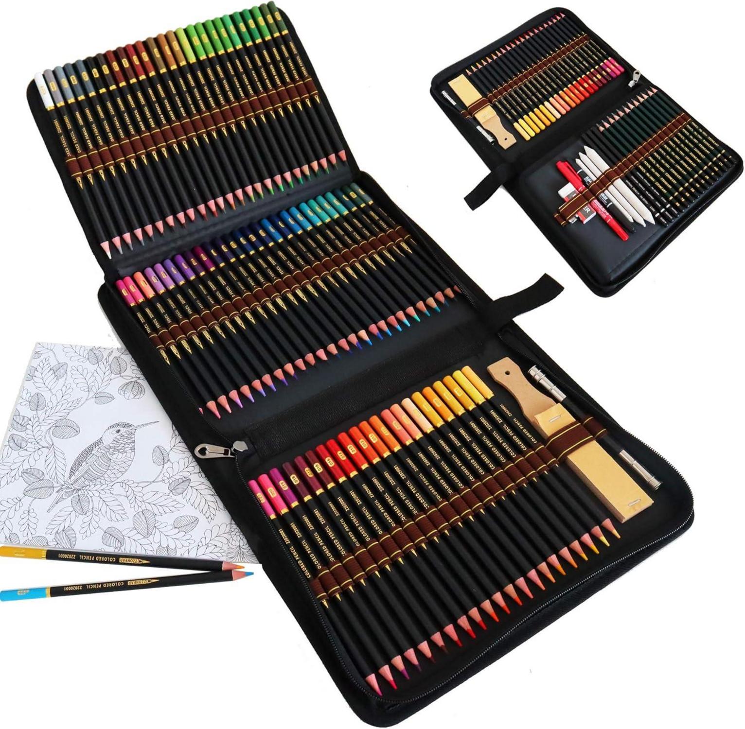 Buntstifte Skizzierstifte Set Premium Federtasche Erwachsene