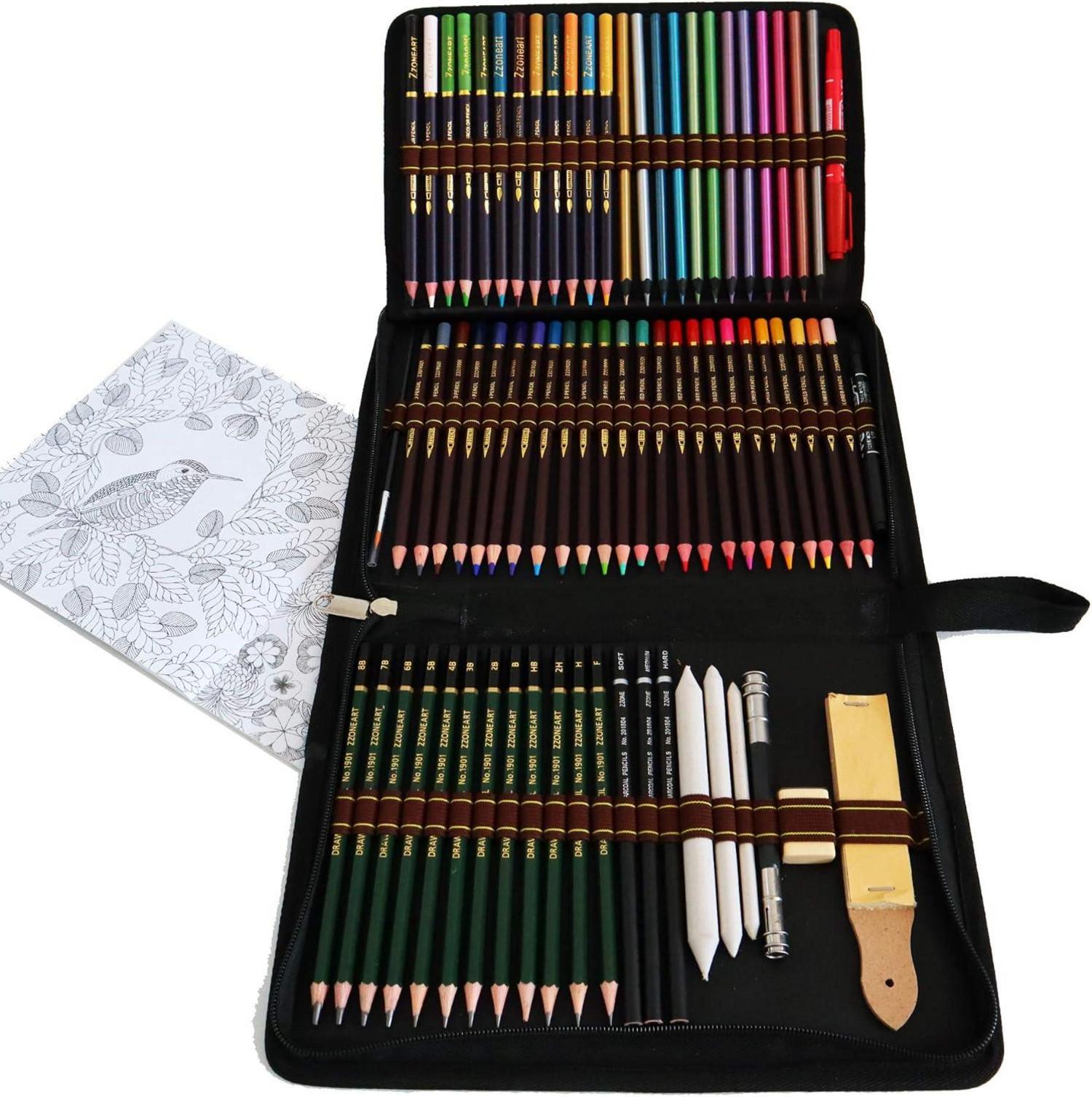 Professionelles 72-teiliges Kunst Bleistift Set in Tasche