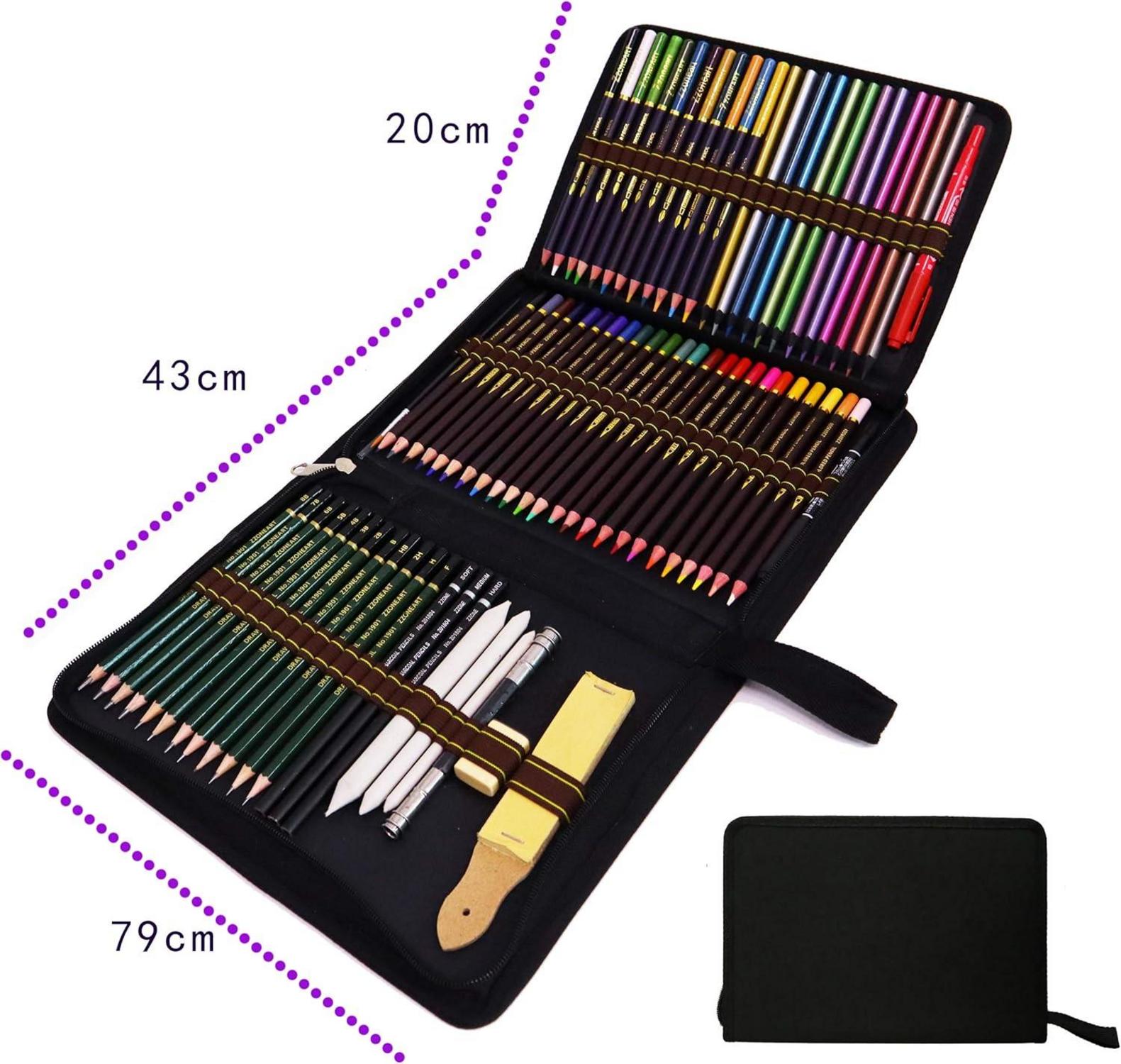 72-teiliges Profi Sketch Bleistift Set für Skizzieren und Zeichnen
