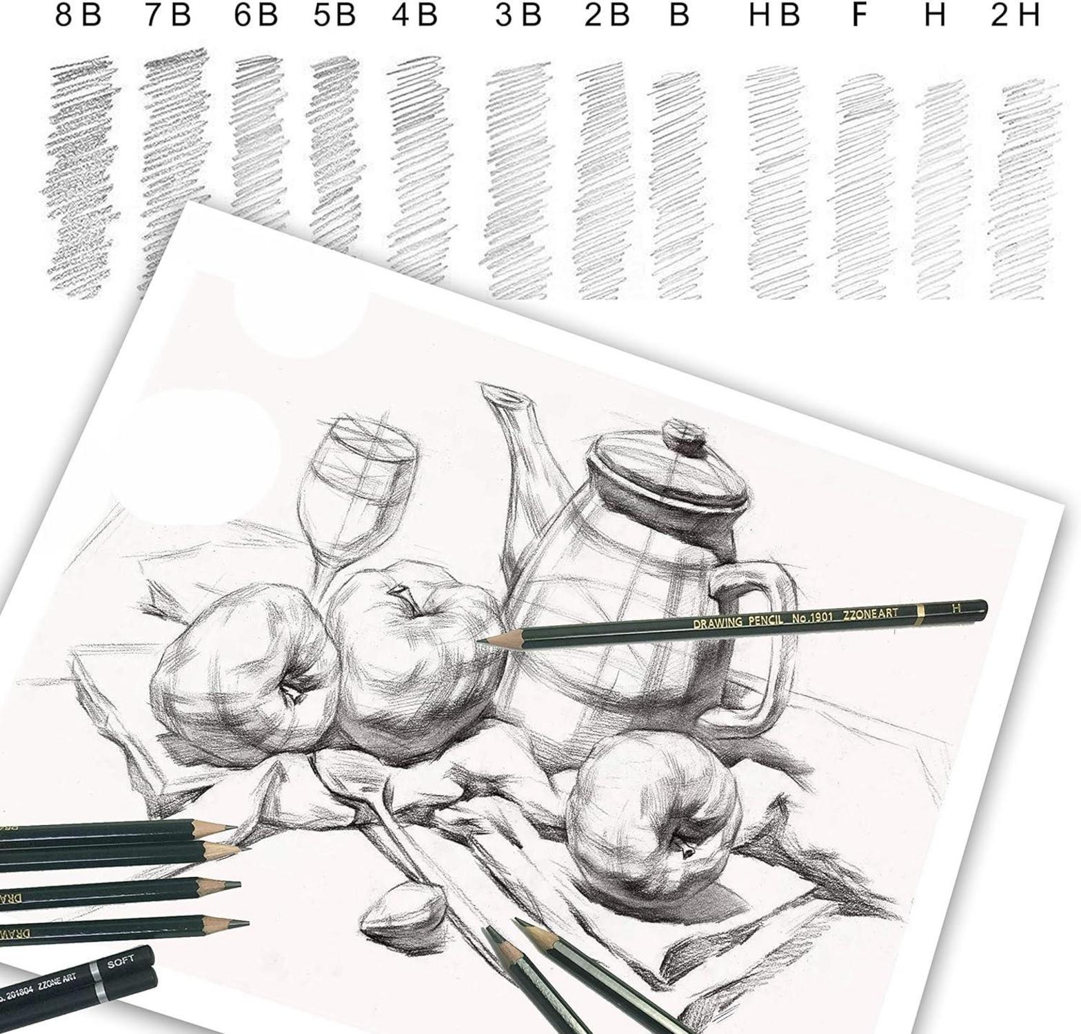 72-teiliges Profi Sketch Bleistift Set für Skizzieren und Zeichnen