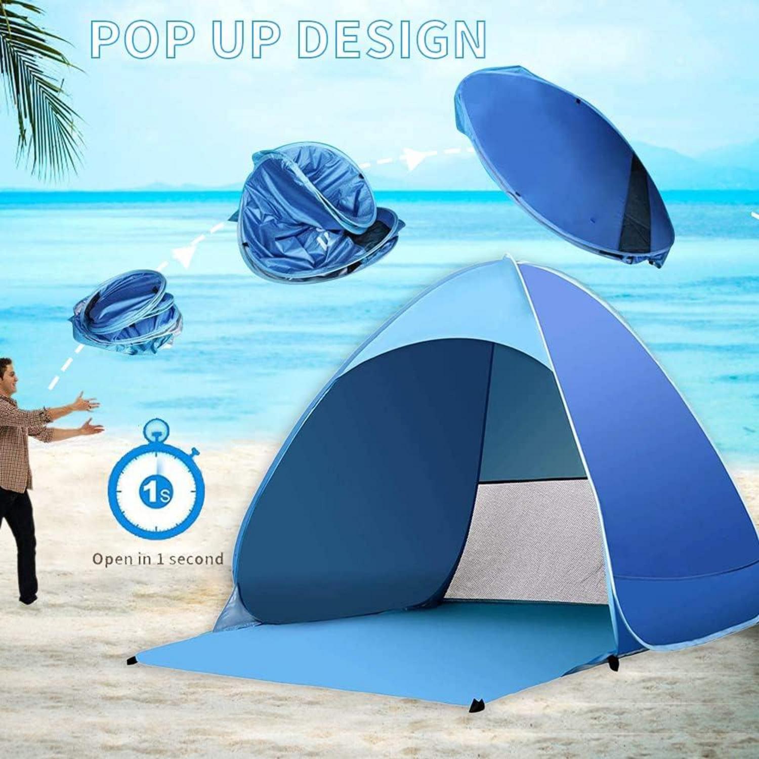 Strandmuschel Pop Up UV-Schutz für 2-3 Personen Blau