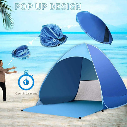 Strandmuschel Pop Up UV-Schutz für 2-3 Personen Blau