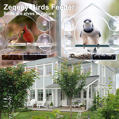 Vogelfutterstation Transparent Fenster Vogelhäuschen Wildvögel 21x20x10cm