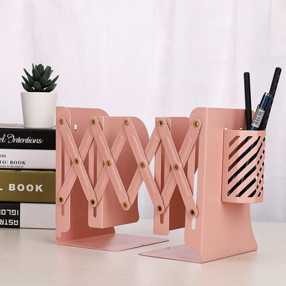 Buchstütze mit Stifthalter Verstellbar Bookends rutschfeste 19in Rosa