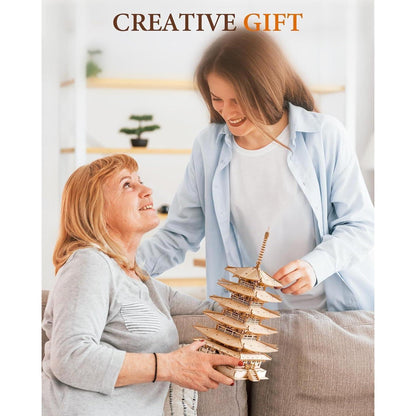 3D Puzzle Holz Modellbau Fünfstöckige Pagode Turm Erwachsene