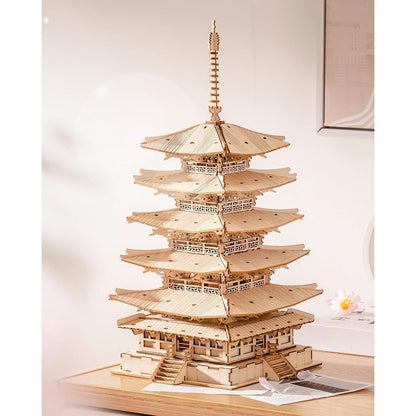 3D Puzzle Holz Modellbau Fünfstöckige Pagode Turm Erwachsene