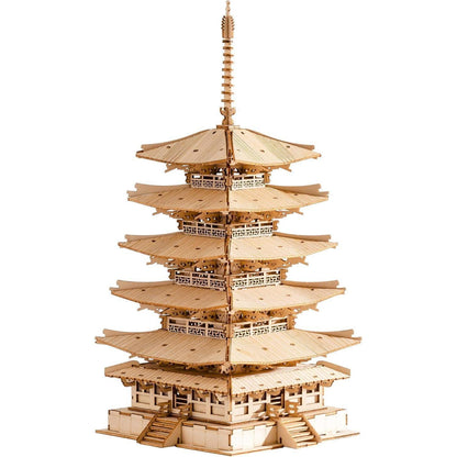 3D Puzzle Holz Modellbau Fünfstöckige Pagode Turm Erwachsene