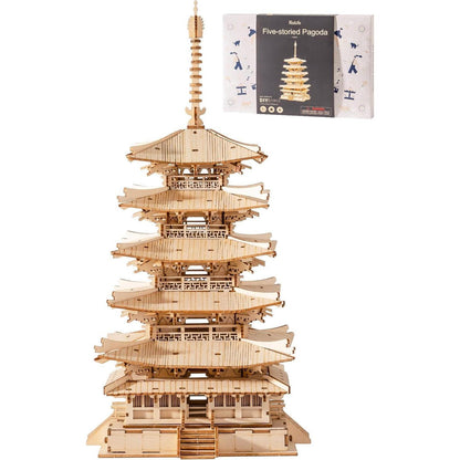 3D Puzzle Holz Modellbau Fünfstöckige Pagode Turm Erwachsene