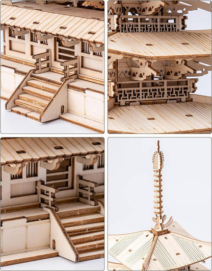 3D Puzzle Holz Modellbau Fünfstöckige Pagode Turm DIY Erwachsene Teenager