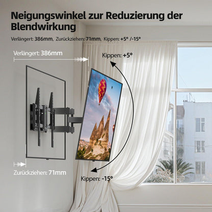 TV Wandhalterung Schwenkbar Neigbar 37-75 Zoll VESA