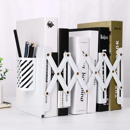 Verstellbare Buchstützen mit Stifthalter und rutschfesten Bookends