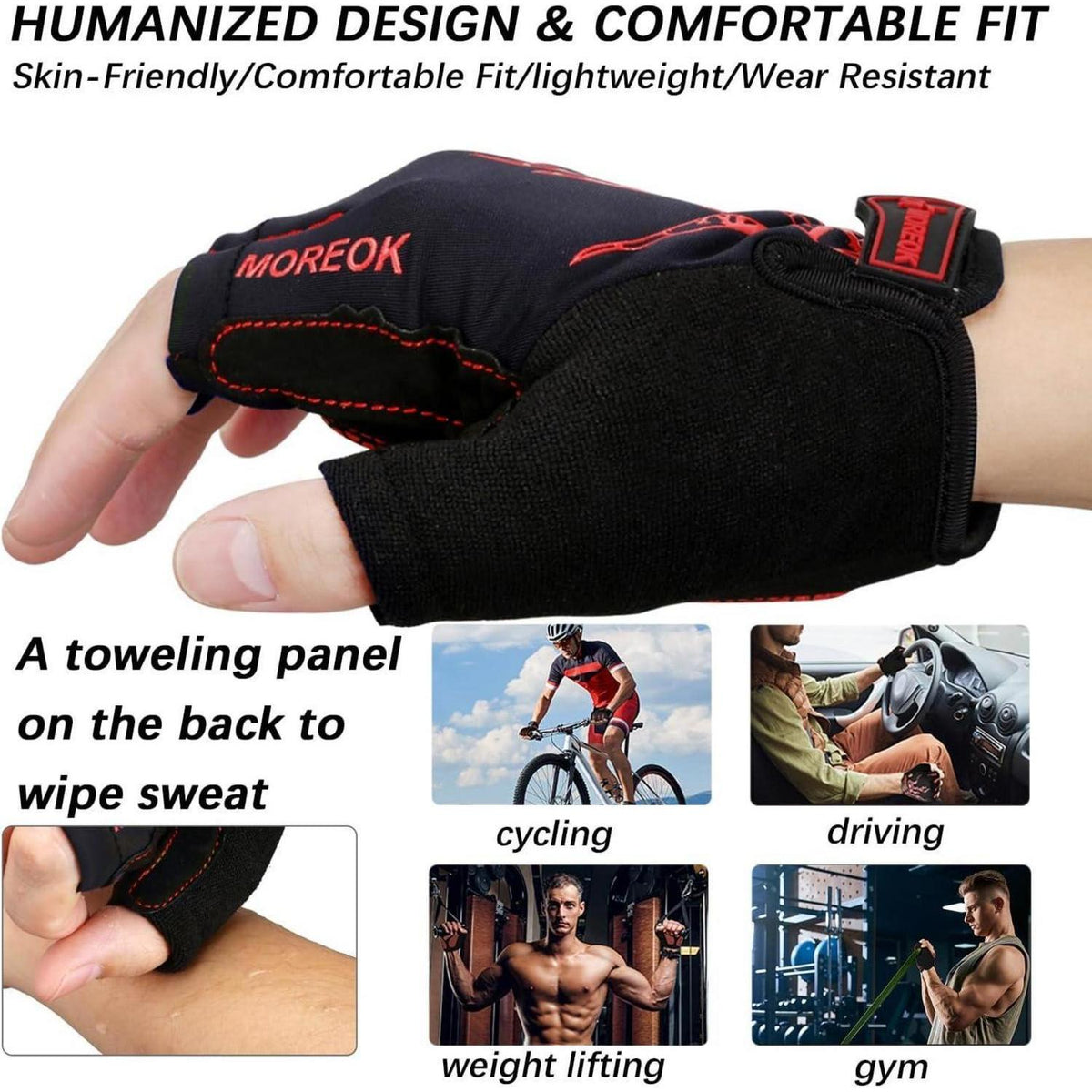 Fahrradhandschuhe Halbfinger Rot L atmungsaktiv SBR Gel