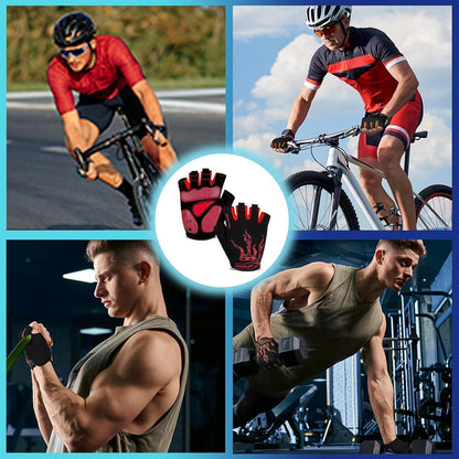 Fahrradhandschuhe Halbfinger Rot L atmungsaktiv SBR Gel