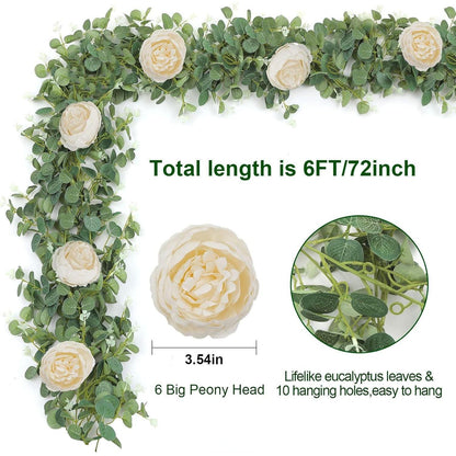 SHACOS Blumengirlande 185cm Champagner Kunstblumen