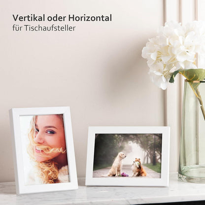 Bilderrahmen 10x15 4er-Set Holz-Verbund Weiß Echtes Glas