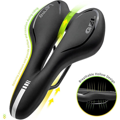LERWAY Gel Fahrradsattel MTB schwarz Rennrad BMX PU-Leder