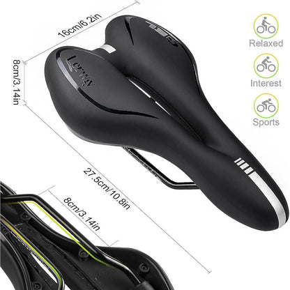 LERWAY Gel Fahrradsattel MTB schwarz Rennrad BMX PU-Leder