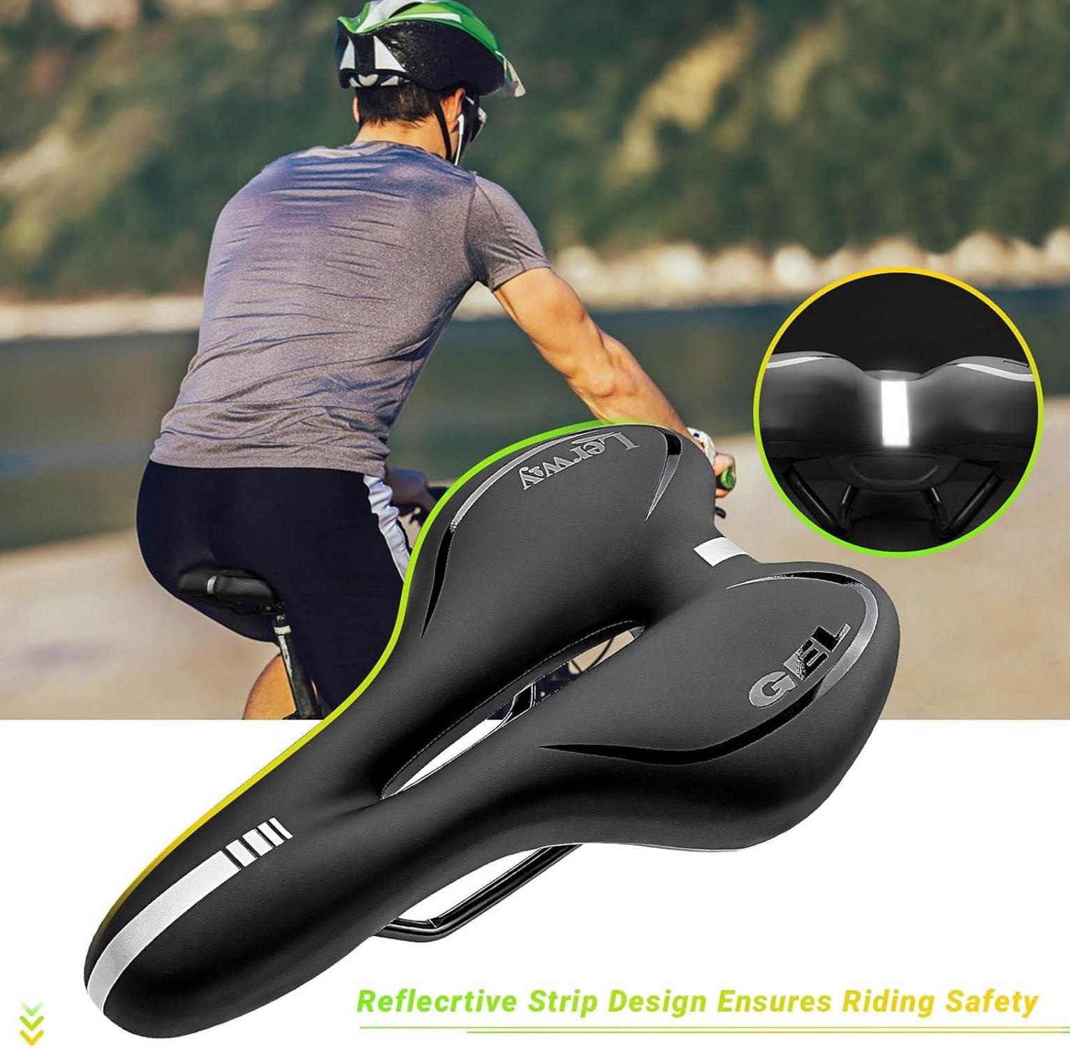 LERWAY Gel Fahrradsattel MTB schwarz Rennrad BMX PU-Leder