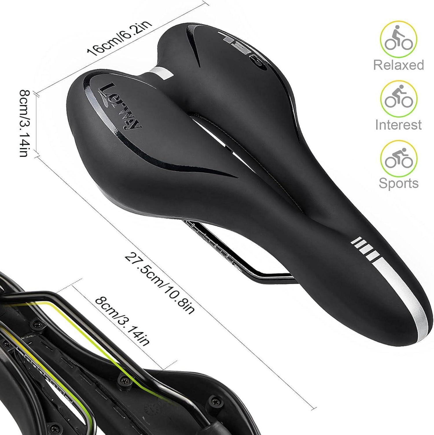 Fahrradsattel MTB schwarz PU-Leder wasserdicht bequem hohl reflektierend